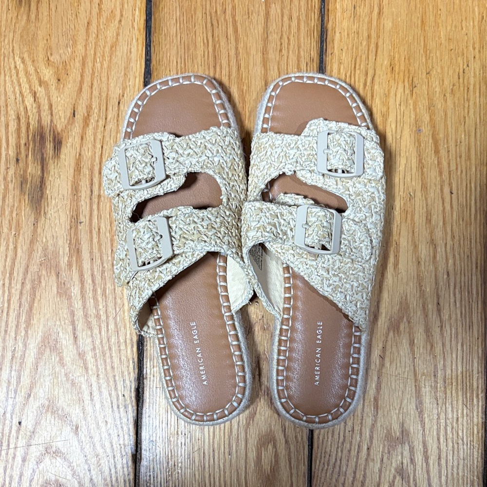 American Eagle Outfitters Raffia Buckle Sandals